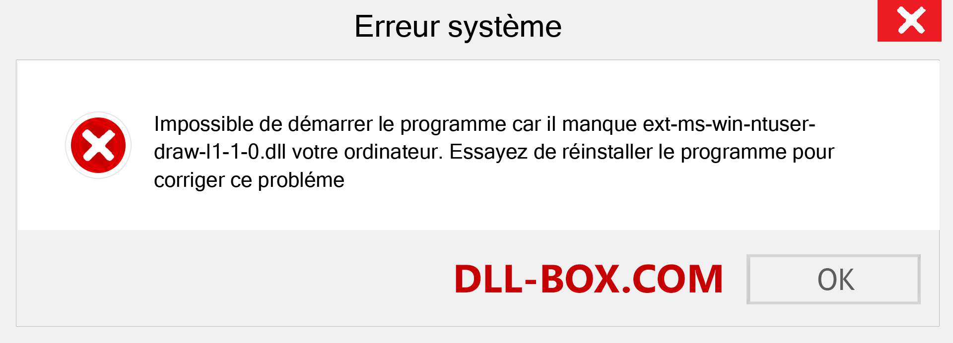 Le fichier ext-ms-win-ntuser-draw-l1-1-0.dll est manquant ?. Télécharger pour Windows 7, 8, 10 - Correction de l'erreur manquante ext-ms-win-ntuser-draw-l1-1-0 dll sur Windows, photos, images